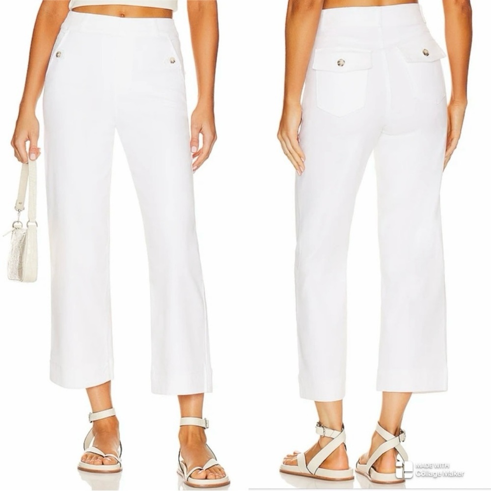 SPANX Stretch Twill Cropped Wide Leg Pant in Bright White Size Large